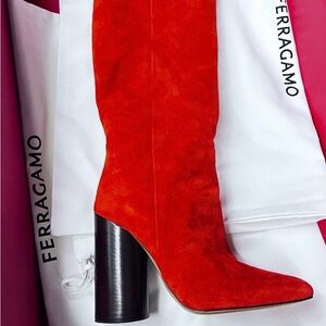 Salvatore Ferragamo Vibrant Red Heeled Boots